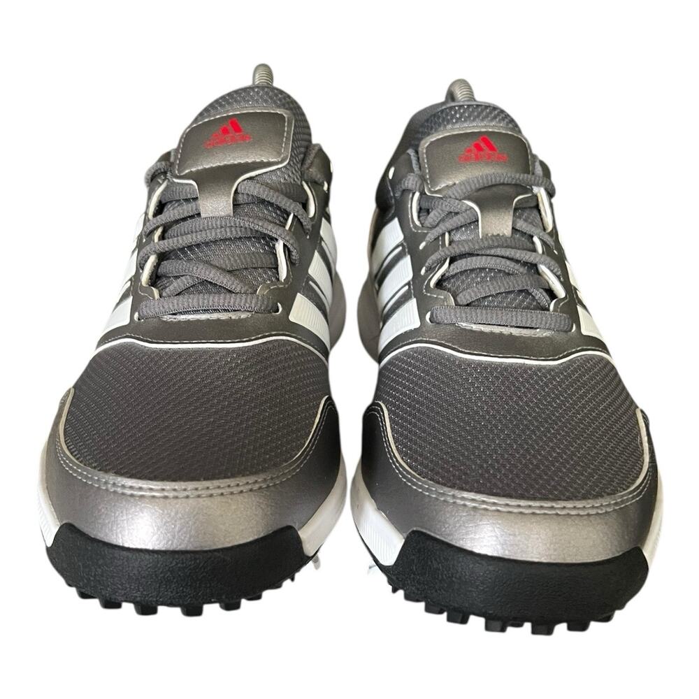 Adidas Tech Response Mens Golf Shoes Silver White Red Spiked Sneakers Low Top - Picture 2 of 5